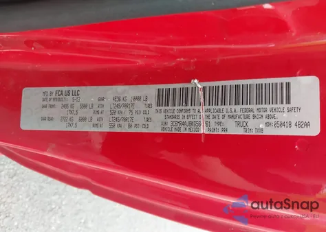 2019 Ram 2500 Tradesman 4X2 8' Box z USA, uszkodzony, nr VIN 3C6MR4AJ8KG564961